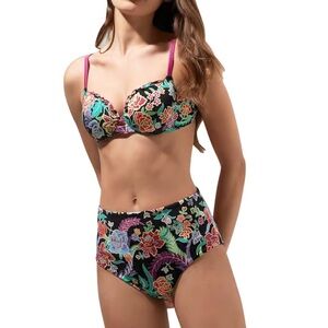 Yamamay Multi Giava Floral Print 2 Piece Bikini Swim Set NEW 38D, Large Bottoms